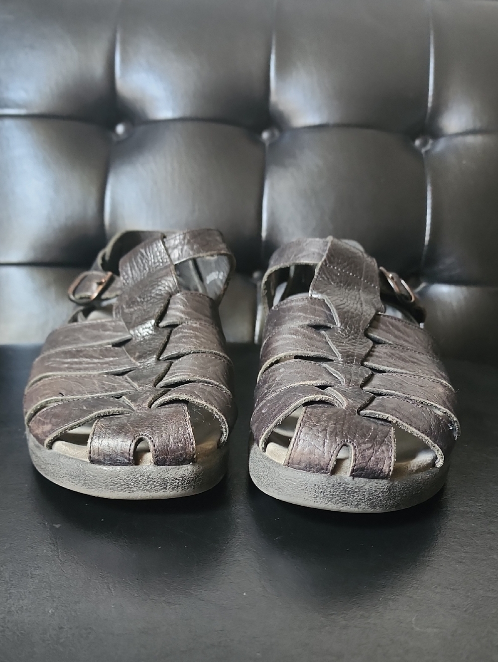 Mephisto Sam Men’s Fisherman Sandals Black Leather Size EU 42/US 8 - Picture 6 of 12
